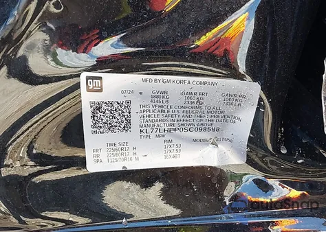 2025 Chevrolet Trax 1Lt from USA, damaged, VIN KL77LHEP0SC098598